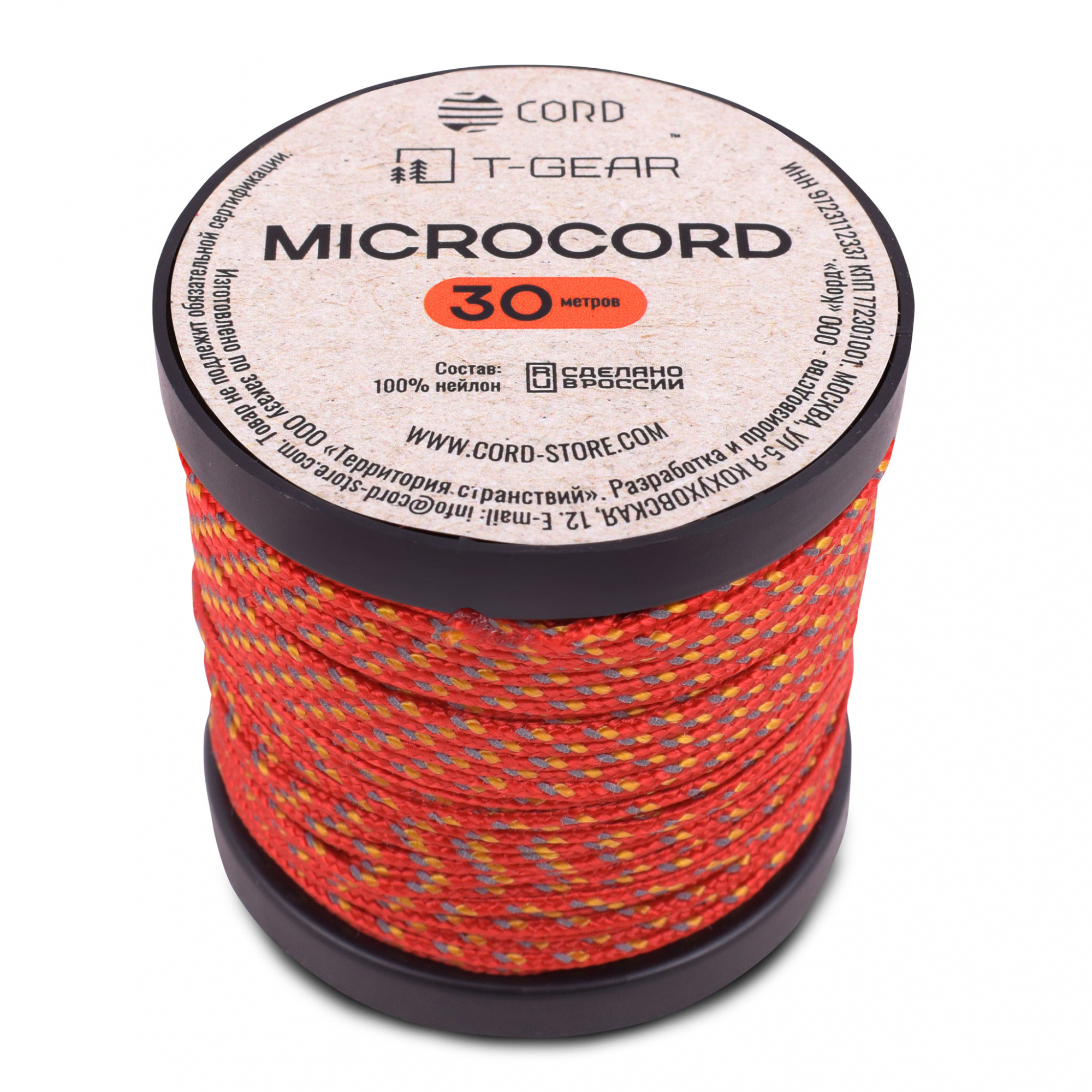 Световозвращающий микрокорд T-Gear x CORD nylon (катушка 30) 1.2 мм