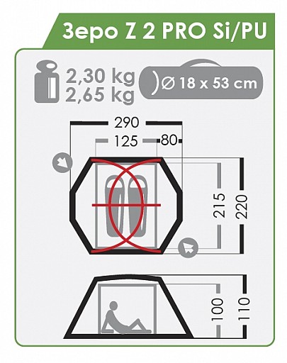 Палатка NORMAL Зеро Z 2 PRO Si/PU