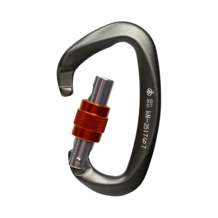 Карабин алюминиевый с резьбовой муфтой (Keylock) ВЕРТИКАЛЬ GRAY малый