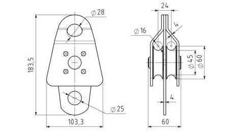Блок-ролик Вертикаль двойной большой 46 kN