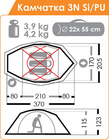 Палатка NORMAL Камчатка 3N Si/PU