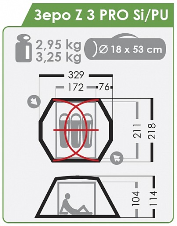 Палатка NORMAL Зеро Z 3 PRO Si/PU