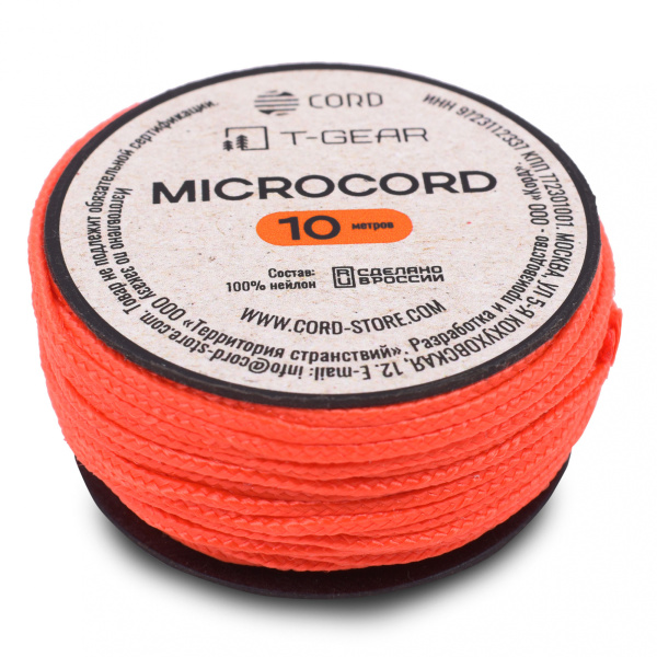 T-Gear x CORD микрокорд nylon катушка 10м  (neon orange)