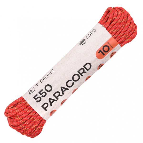T-Gear x CORD паракорд 550 nylon 10м световозвращающий (rednstripes)