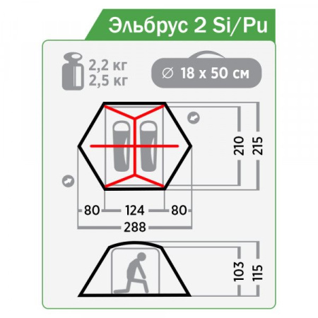 Палатка NORMAL Эльбрус 2 Si/PU