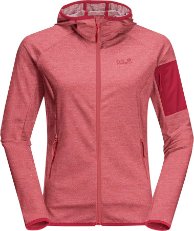 JACK WOLFSKIN джемпер MILFORD HOODED жен. (S, tulip red, 2058)