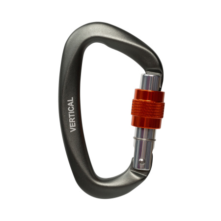 Карабин алюминиевый с резьбовой муфтой (Keylock) ВЕРТИКАЛЬ GRAY малый