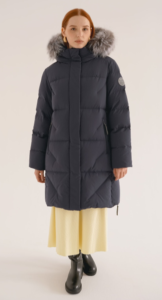 LAPLANGER пальто Марго енот жен. (46, индигo)