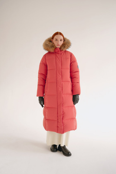 LAPLANGER пальто Рукка SkyStretch  Goose енот жен. (44, какао с клюквой)