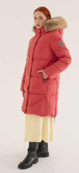 LAPLANGER пальто Марго енот жен. (42, какао с клюквой)
