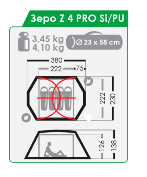 Палатка NORMAL Зеро Z 4 PRO Si/PU