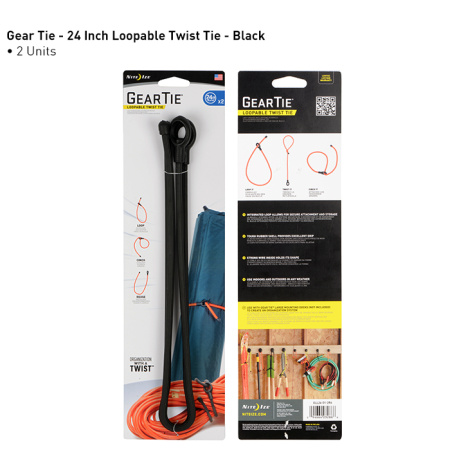 Гибкие стяжки Gear Tie Loopable (GLL24-01-2R6, 2 шт., 24, черный)