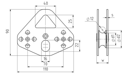 Дюралевый блок-ролик Вертикаль Тандем с подшипником