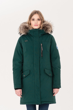 LAPLANGER куртка Парка енот жен. (46, темно-зеленый)