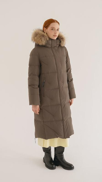 LAPLANGER пальто Аврора енот жен. (44, олива)
