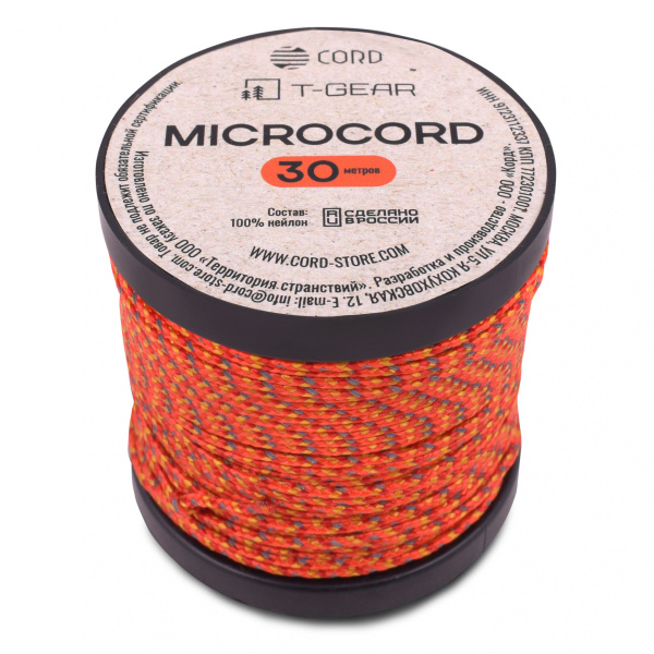 Световозвращающий микрокорд T-Gear x CORD nylon (катушка 30) 1.2 мм