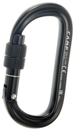 Карабин овал алюминиевый с резьбовой муфтой Camp OVAL XL LOCK BLACK (Keylock)