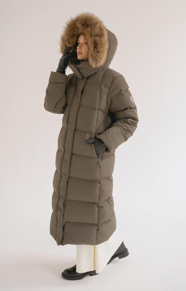 LAPLANGER пальто Глория енот жен. (46, олива)