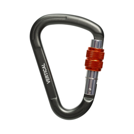 Карабин алюминиевый треугольный с резьбовой муфтой (Keylock) ВЕРТИКАЛЬ GRAY