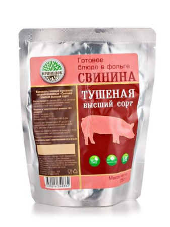 Готовое блюдо консервированное Кронидов Свинина тушеная, высший сорт 250 г