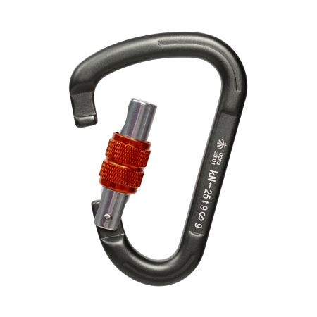 Карабин алюминиевый треугольный с резьбовой муфтой (Keylock) ВЕРТИКАЛЬ GRAY