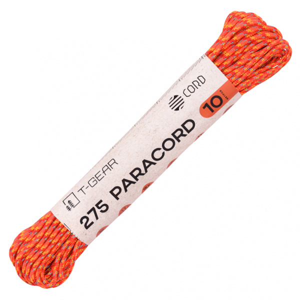 T-Gear x CORD паракорд 275 nylon 10м световозвращающий (orange x)