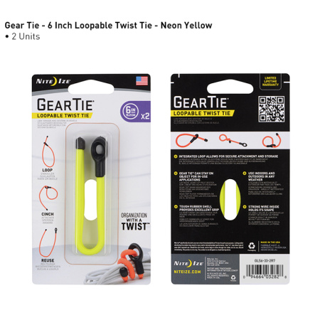 Гибкие стяжки Gear Tie Loopable (GLL24-33-2R6, 2 шт., 24, желтый)