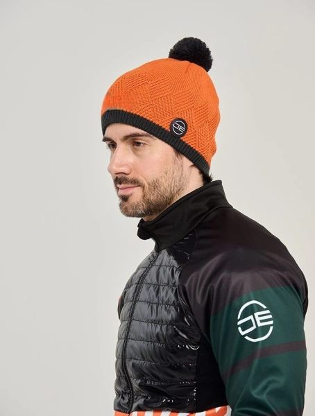 DE шапка Ромбы вязаная  (оранжевый)