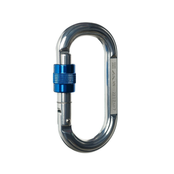 Карабин овал алюминиевый с резьбовой муфтой ICE ROCK (Keylock)
