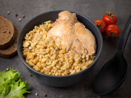 Готовое блюдо консервированное Кронидов Цыпленок с рисом и овощным соусом 250 г