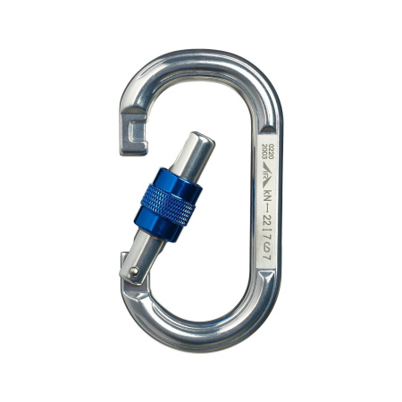 Карабин овал алюминиевый с резьбовой муфтой ICE ROCK (Keylock)